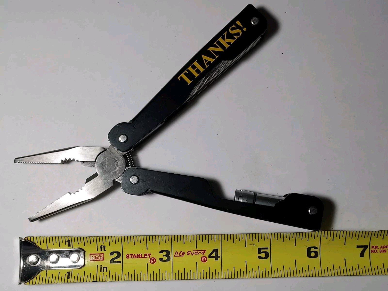 Black Metal Handles Multi Tool printed THANKS! with nylon pouch