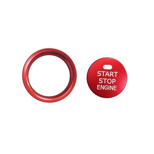Bilisin Aluminum Engine Push Start Button Cover Trim Compatible with Mazda-Red