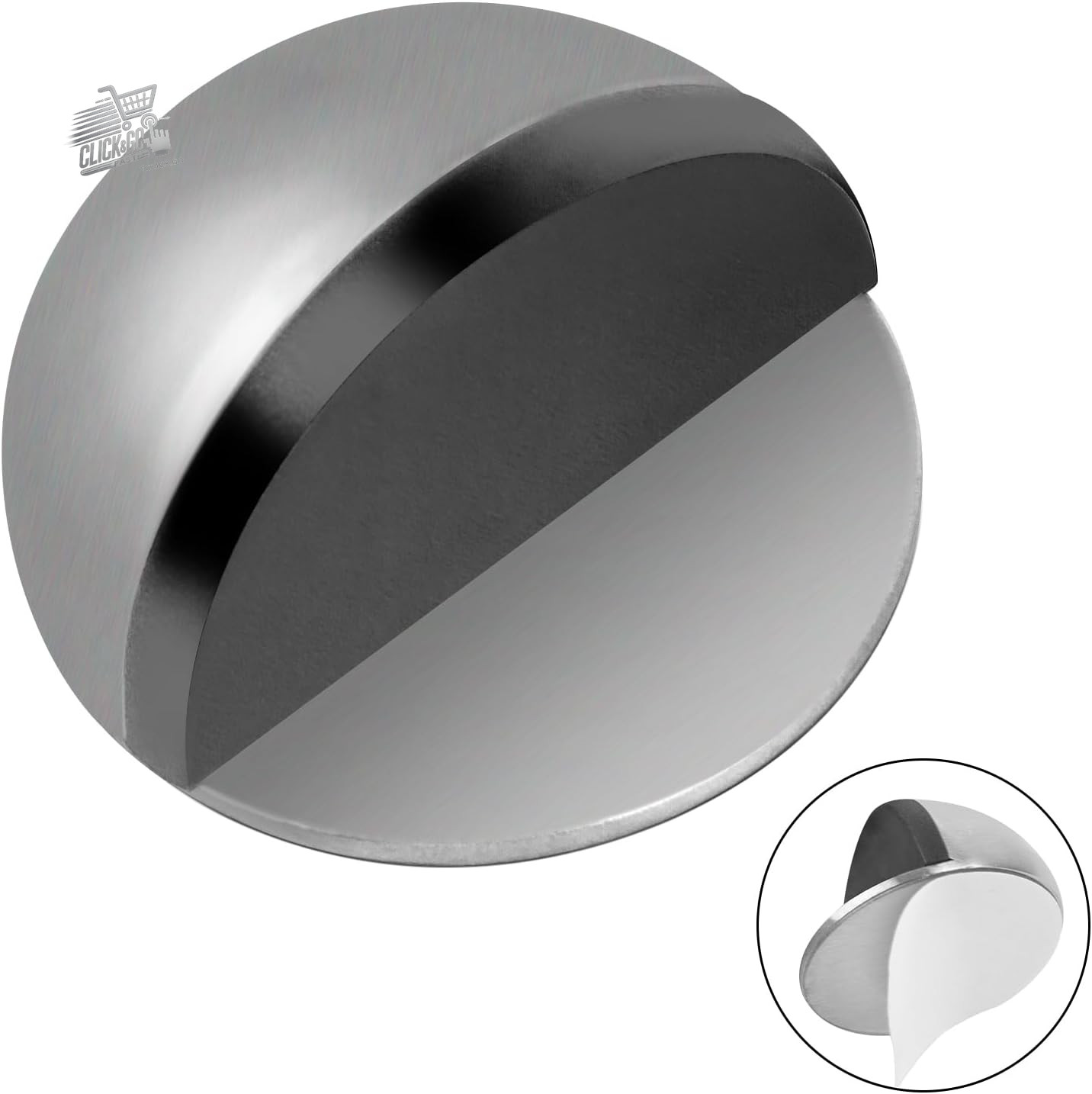 Stainless Steel Door Stop Adhesive Door Block Floor Rubber Bumper Wall Silver