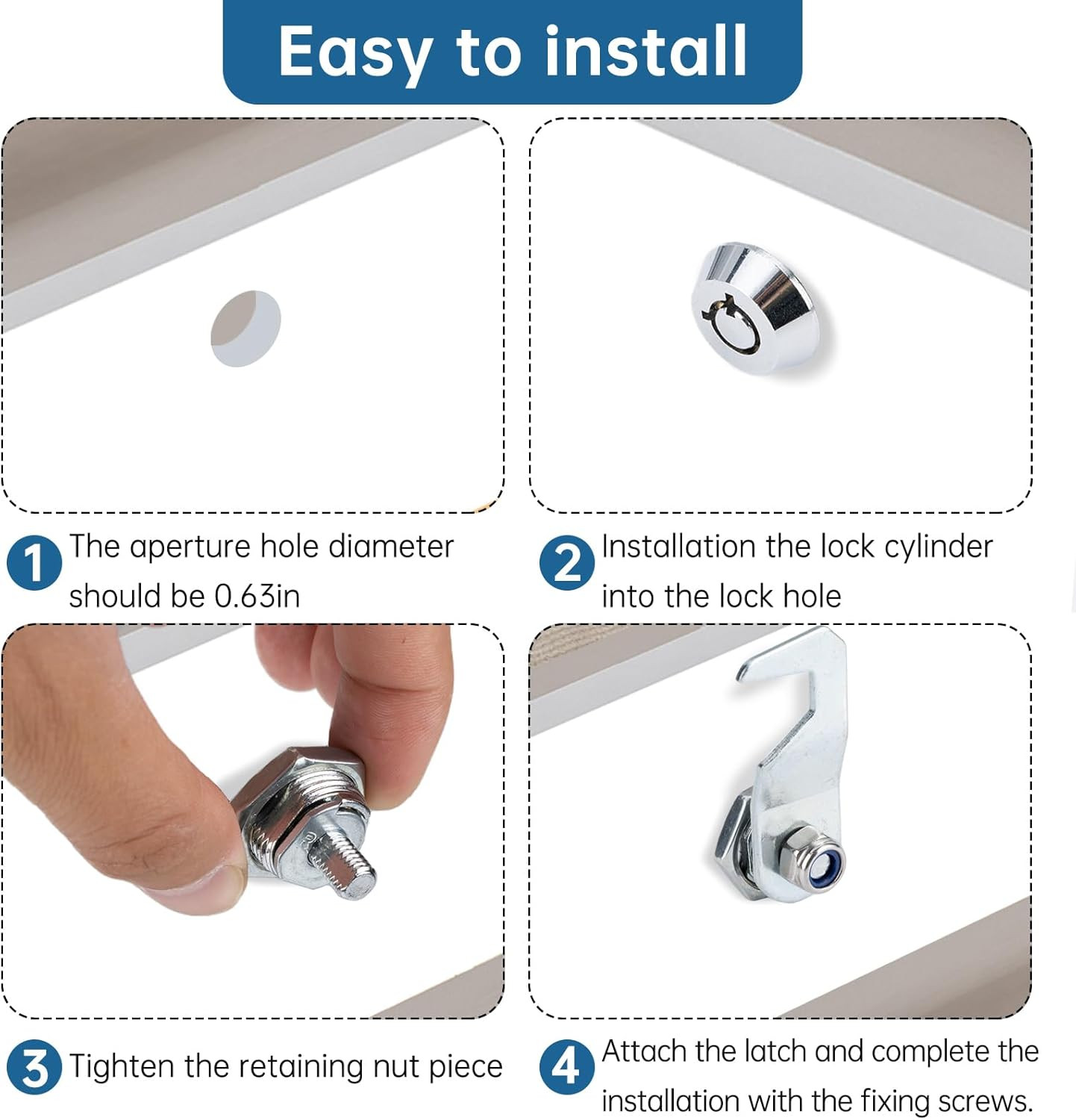 Silver Tool Box Locks with Keys Compatible with Craftsman Tool Box, 5/8"(17mm) T