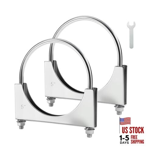 5" Heavy Duty U Bolt Exhaust Clamp, 5 Inch Stainless Steel U Muffler 5.0" 2