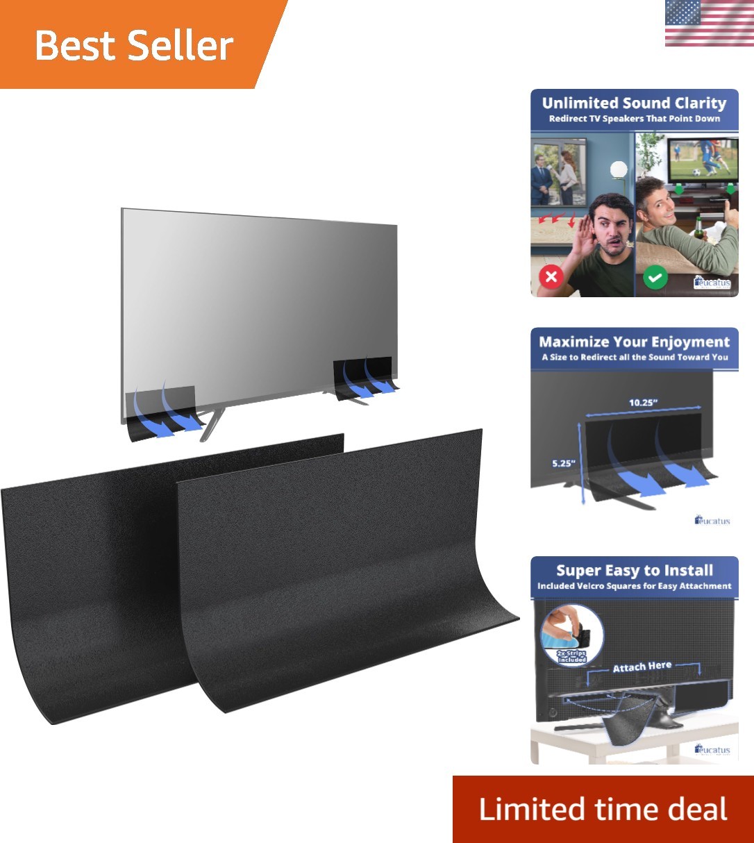 EUCATUS TV Speaker Sound Redirector for TVs with Down-Firing Speakers: Divert...