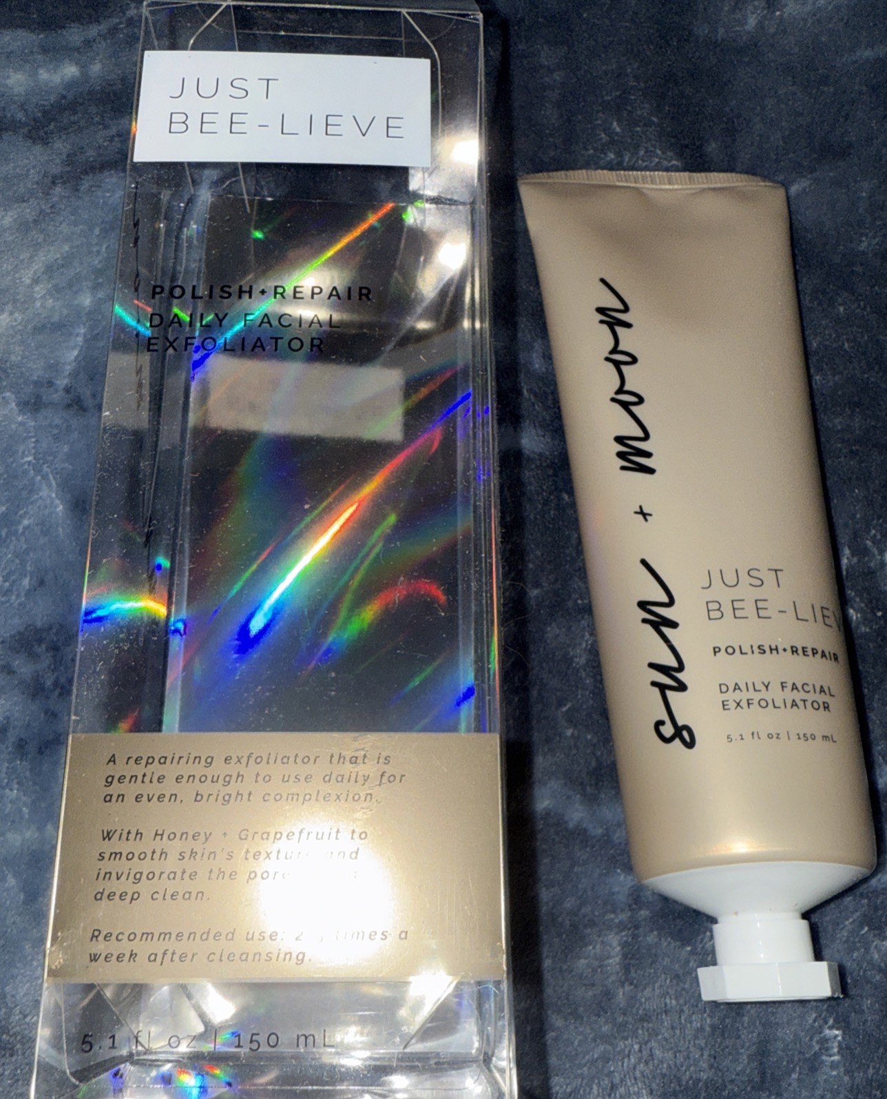 Sun + Moon Just Bee-Lieve POLISH  REPAIR Daily Facial Exfoliator Made in USA NEW