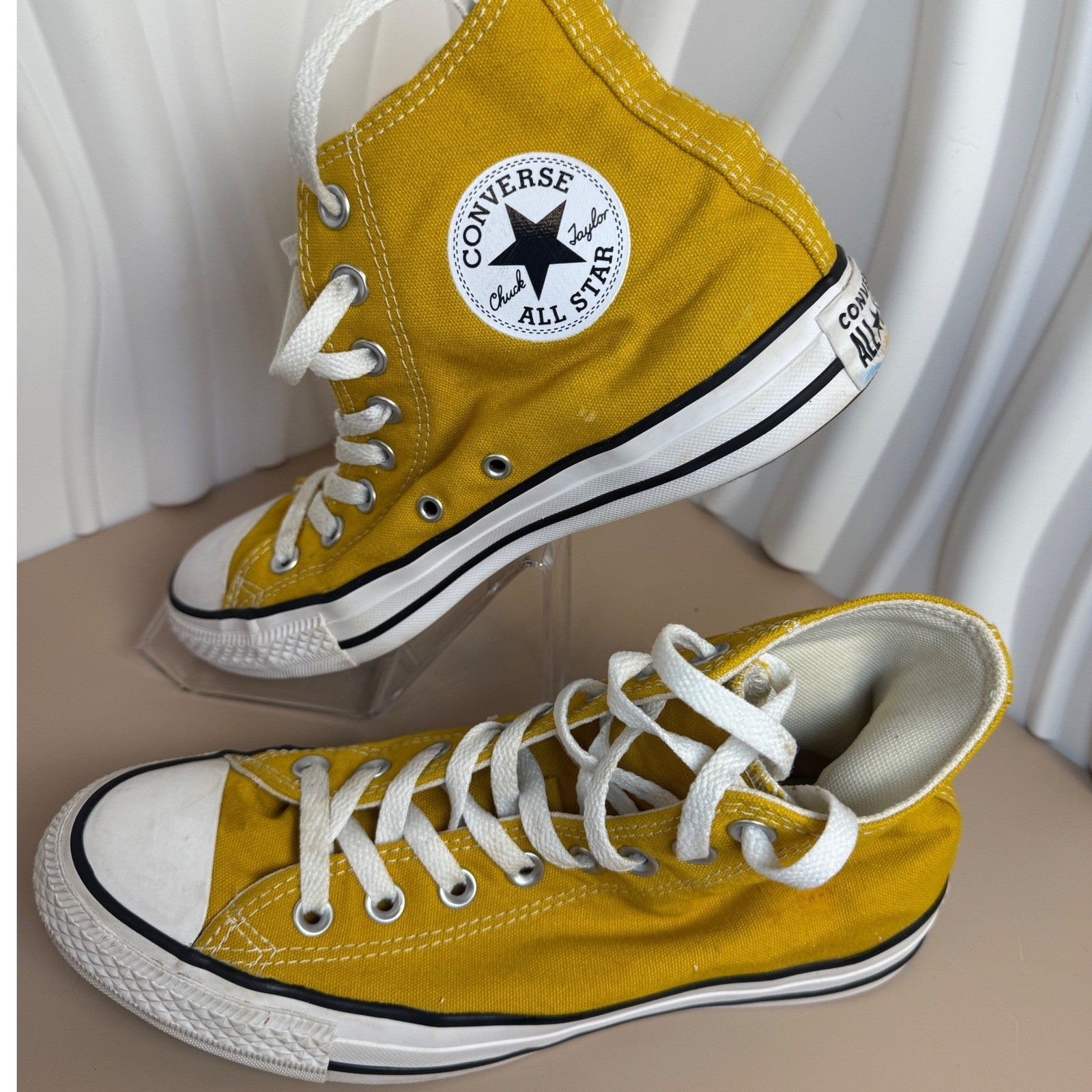 Converse Chuck Taylor All Star High Top Yellow Canvas Sneakers Mens 8.5 Wmn 10.5