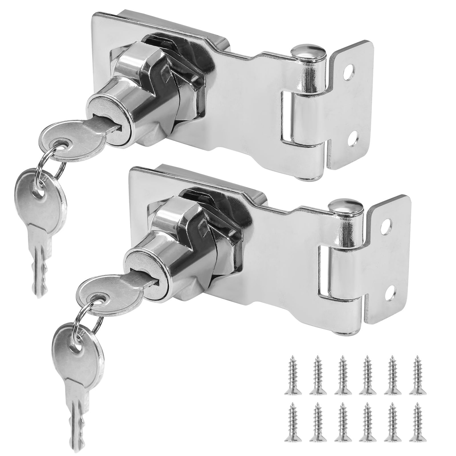 2Pcs Keyed Hasp Locks 2.5 Inch Twist Knob Keyed Locking Hasp, Metal Safety Hasp