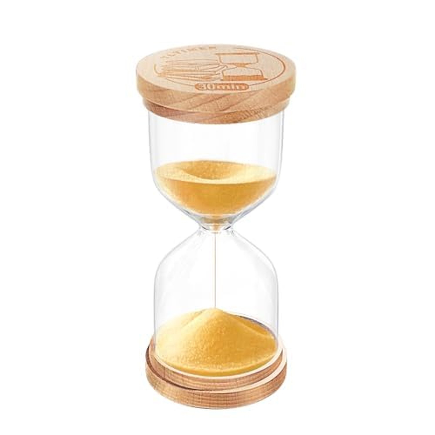30 Minute Sand Timer Hourglass:Small Wooden Sand Clock,Gold Sand Watch,Hour G...