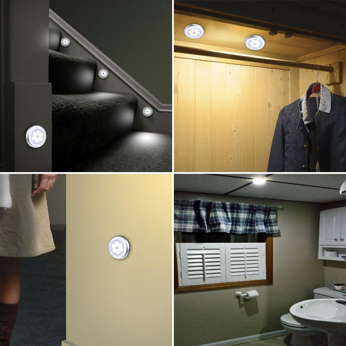 Upgraded 3.15” Motion Sensor Light, Cordless Battery-Powered LED Night Light, St