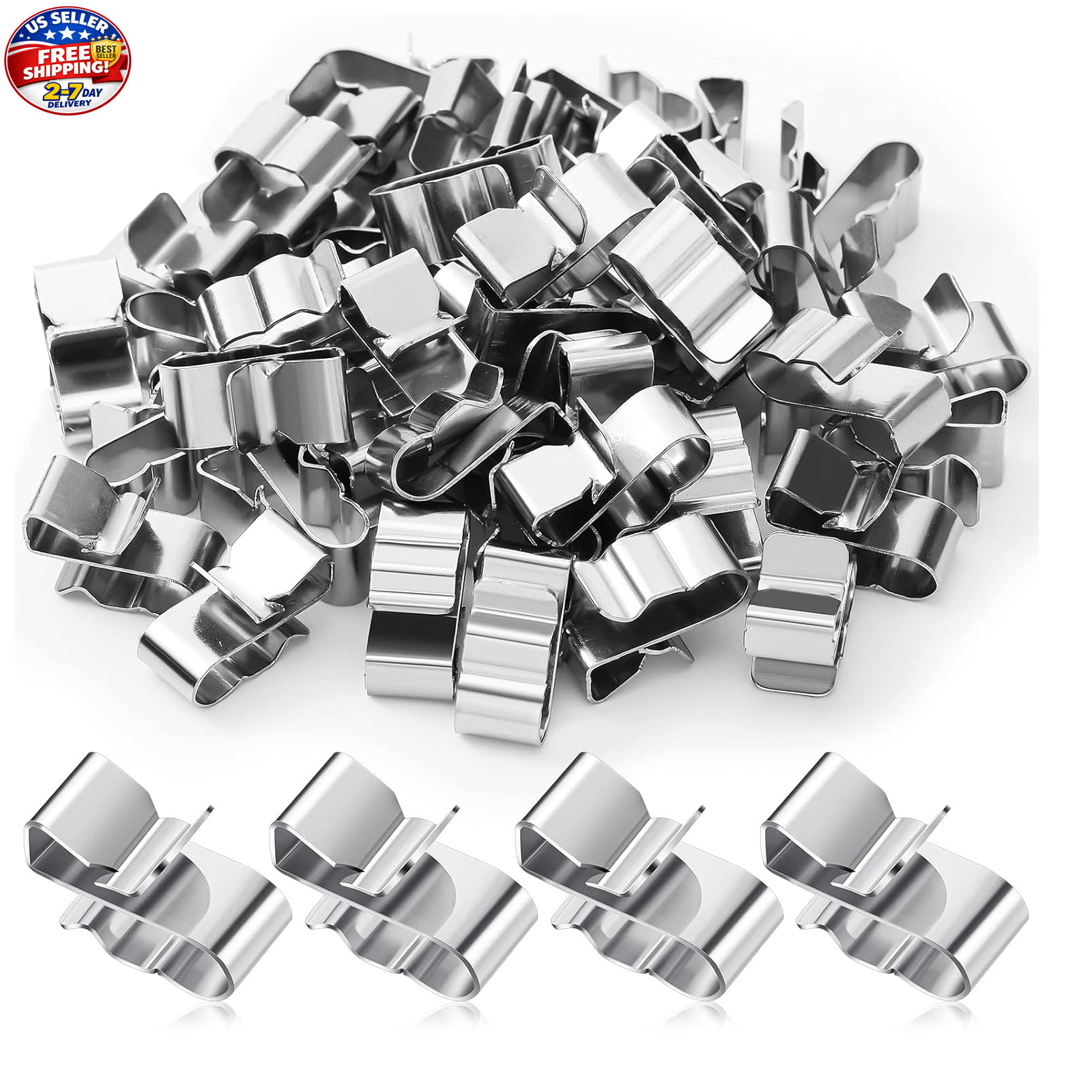 50 Pcs Stainless Steel Trailer Wire Clips Cable Clamps for Solar PV Wiring Boat