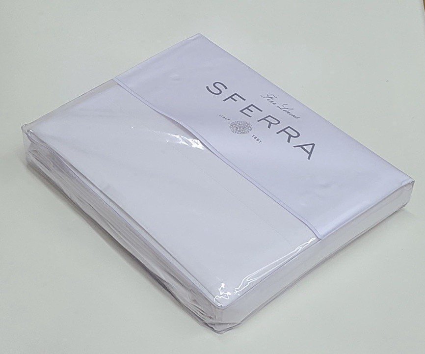 Sferra Leonardo King Sheet Set White Cotton Percale