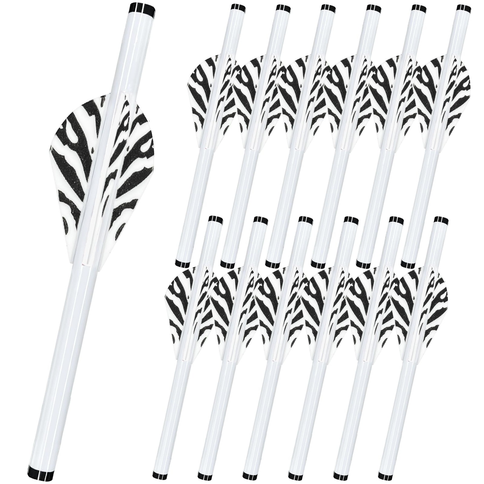 LEANPRO 12-Pack Shrink Fletch with 2 Inch Vanes, Stretch Streak White/White
