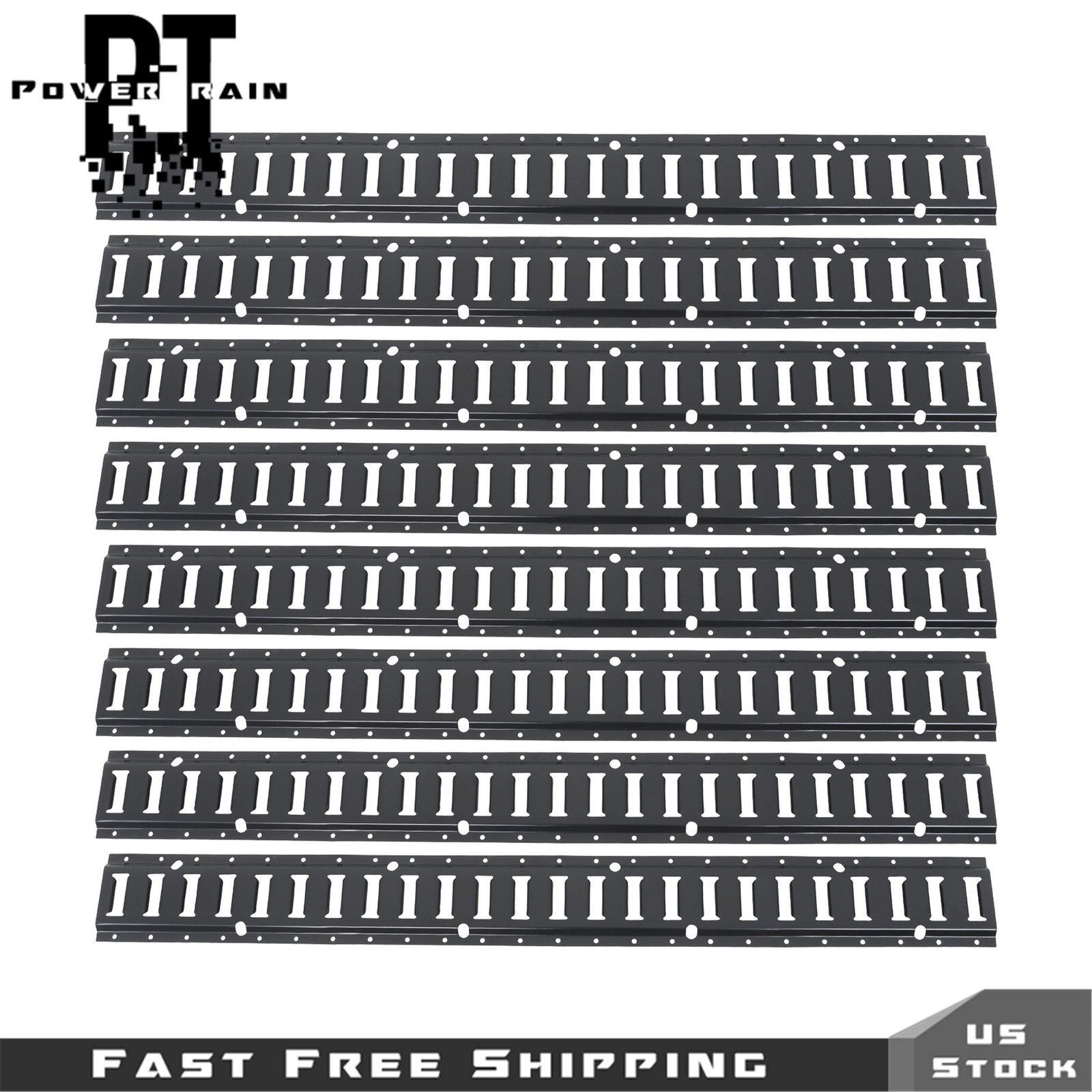 8 Pack 4' E Track Tie Down Rail Black For Garages Vans Powder-Coat