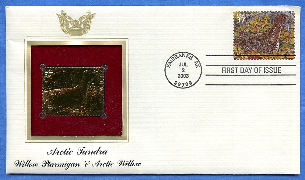 FDOI Golden Fantasy Stamp 2003 Arctic Tundra Fairbanks Alaska Ptarmigan
