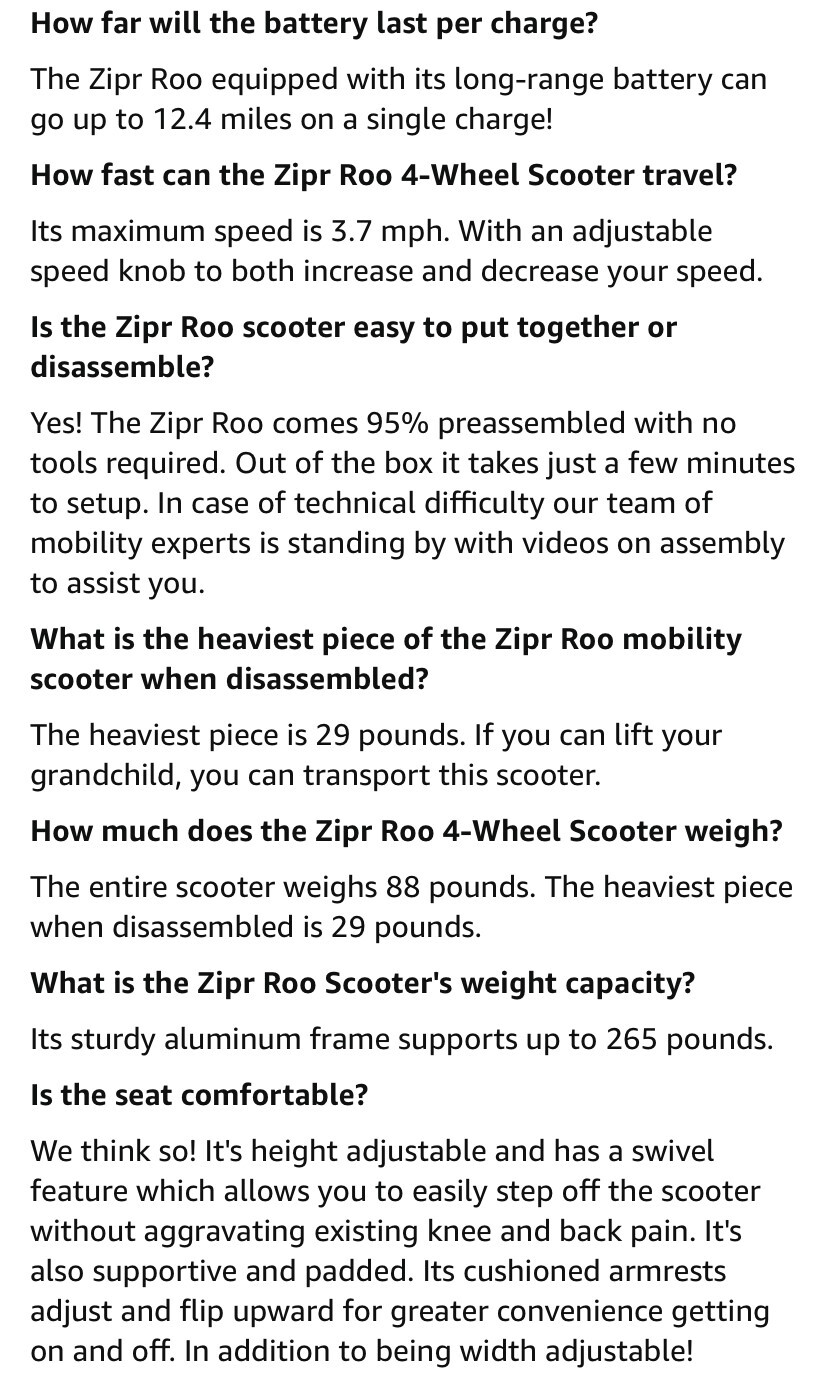 zip r' roo mobility scooter