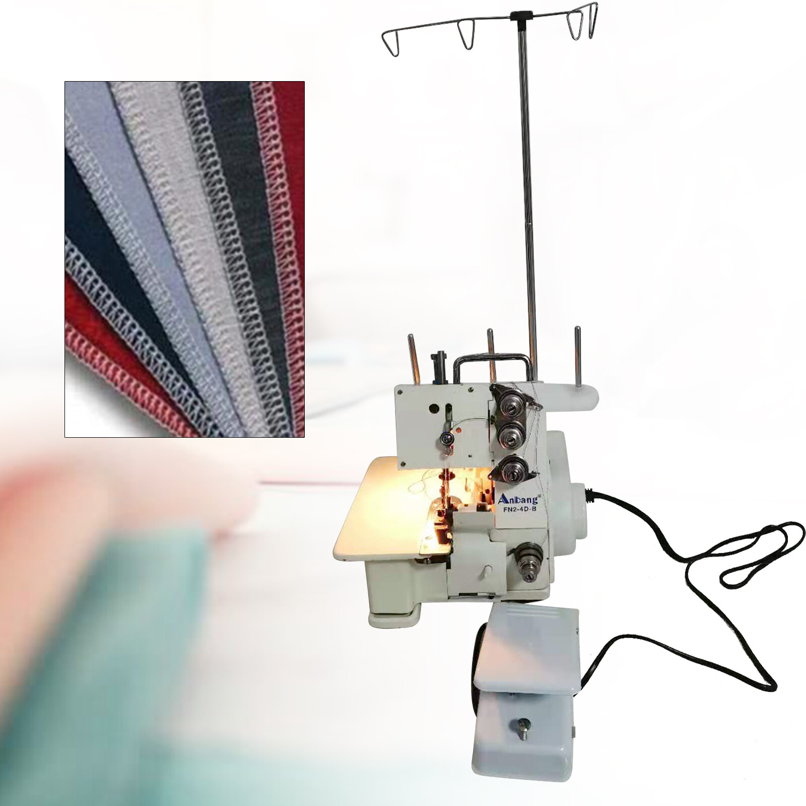 Professional 4 Thread Serger Overlock Sewing Machine 4-Line w/ Foot Controller