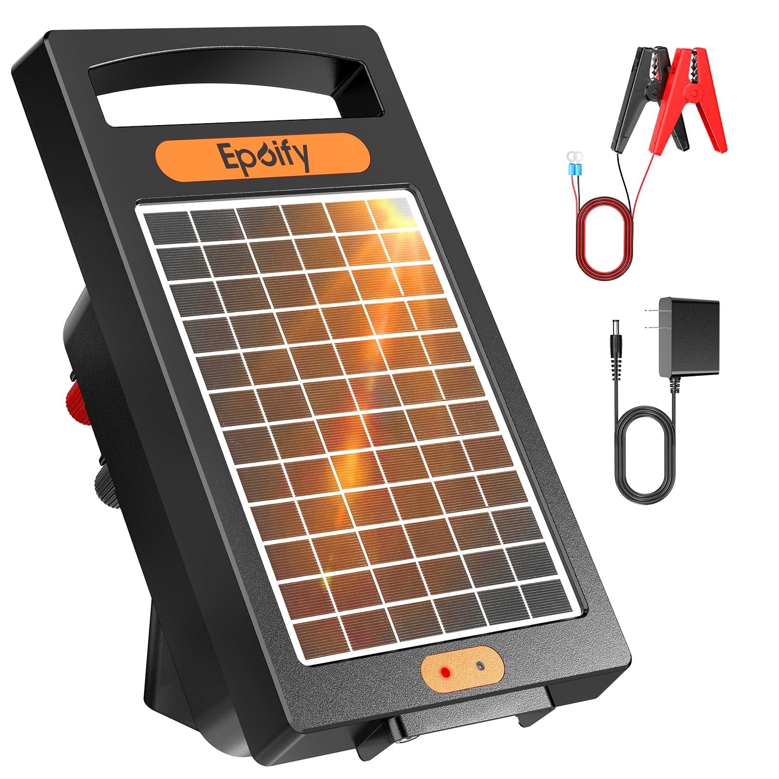 24 Hour Solar Electric Fence Charger, 10 Miles, Up to 10200v Output Black