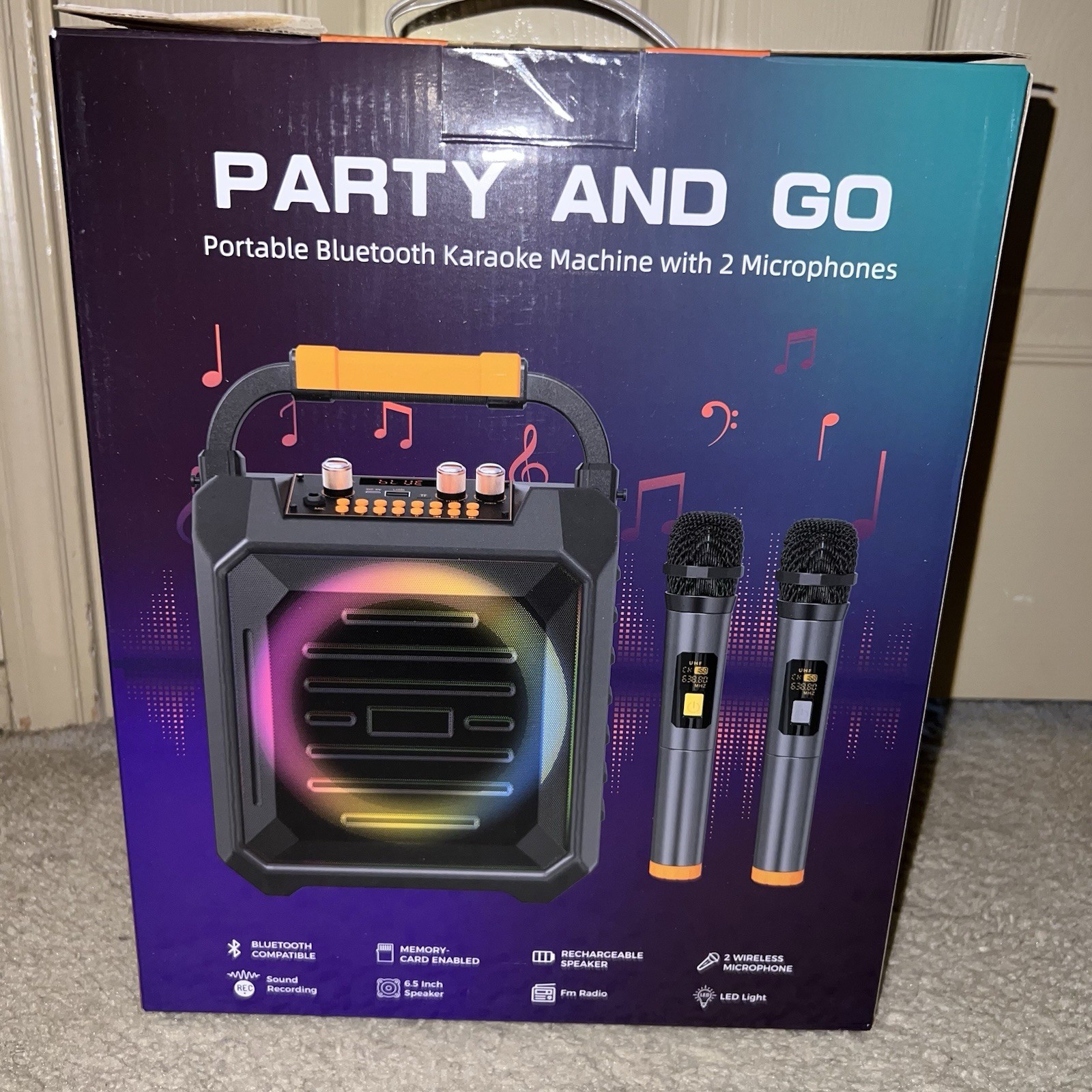 Portable Karaoke Machine with 2 Wireless Microphones