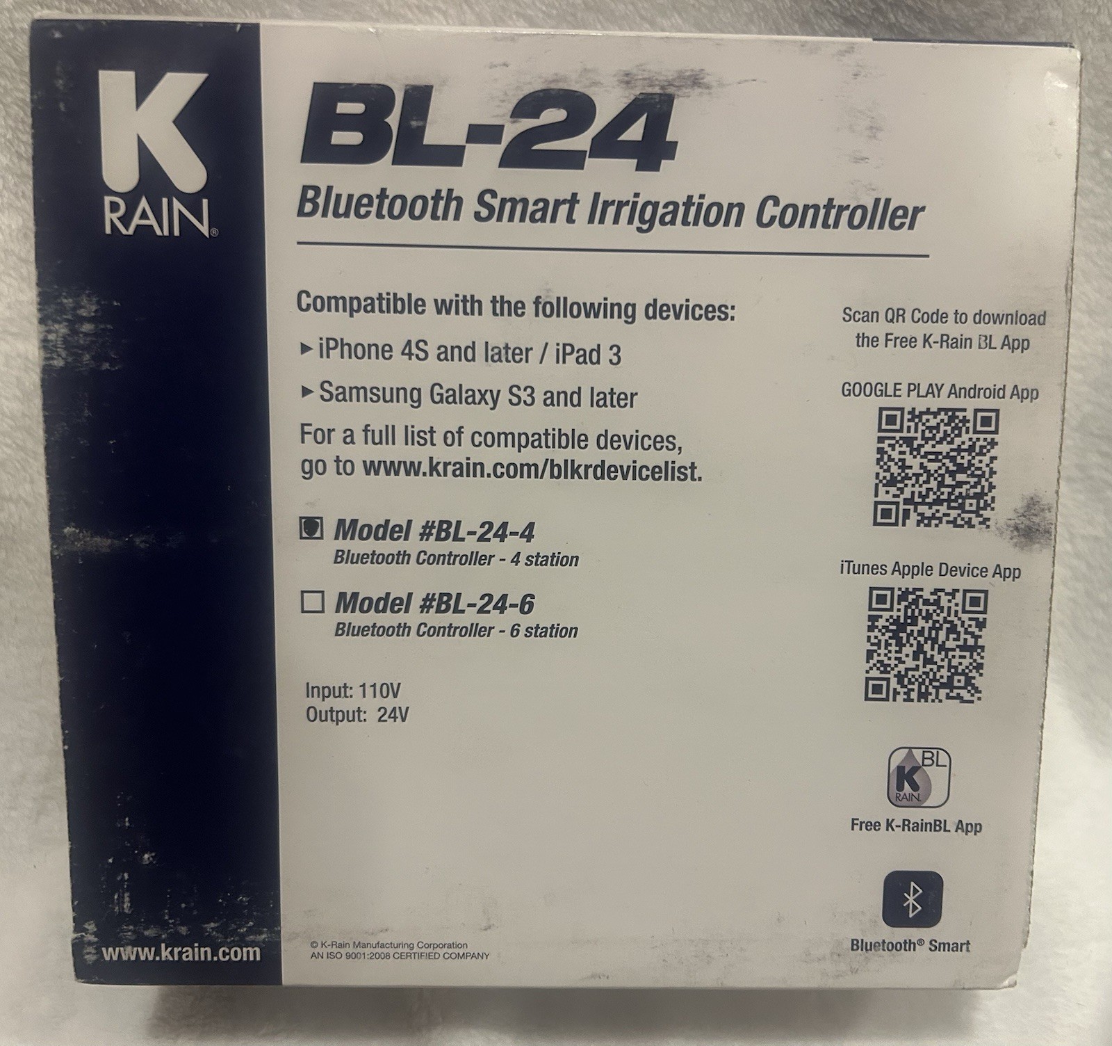 NEW K Rain Model#BL-24-4 Bluetooth Smart Irrigation Controller 4 Station 24V Out