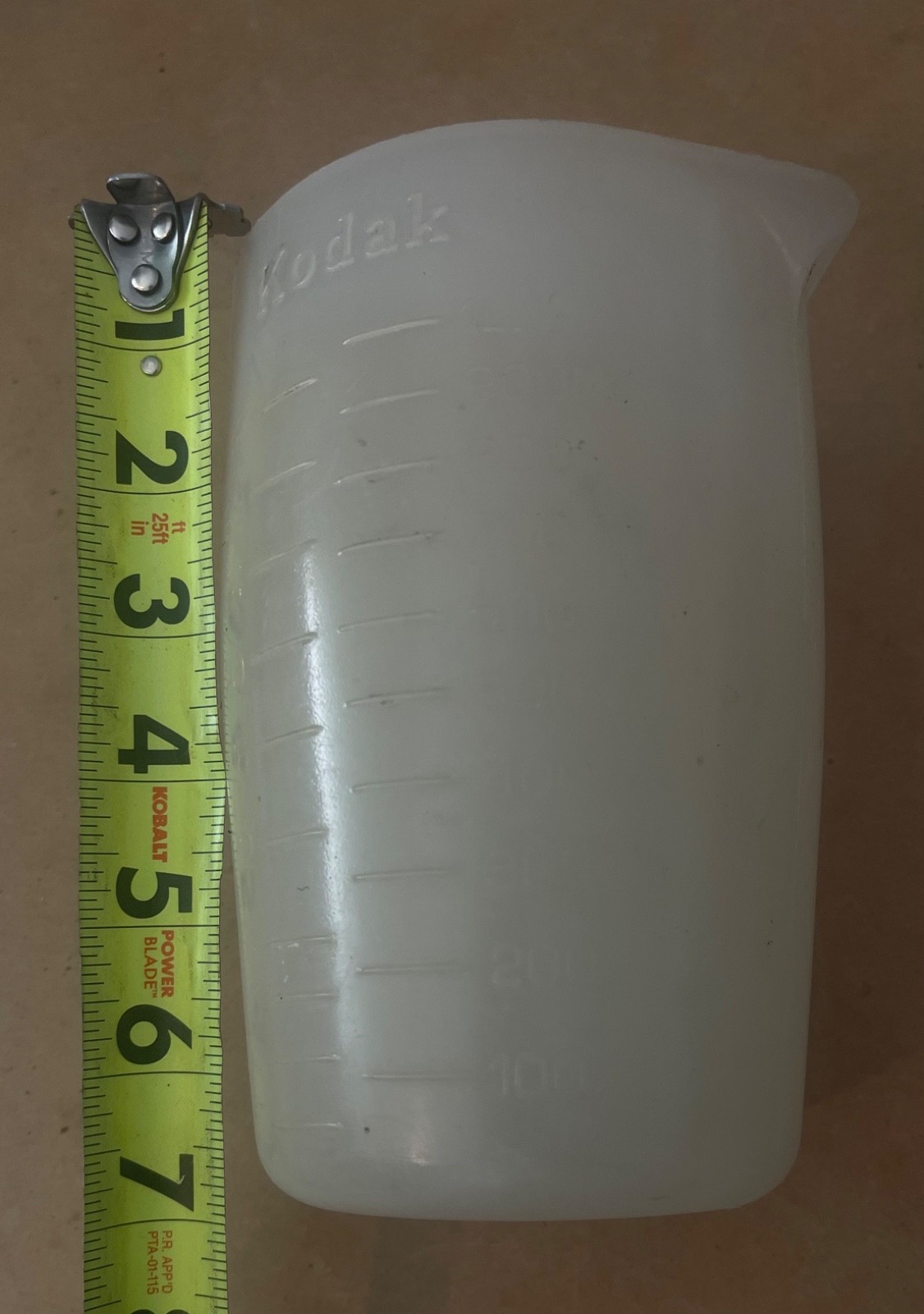 Vintage Kodak Heavy Plastic Developing Measuring Beaker/Pitcher 7”
