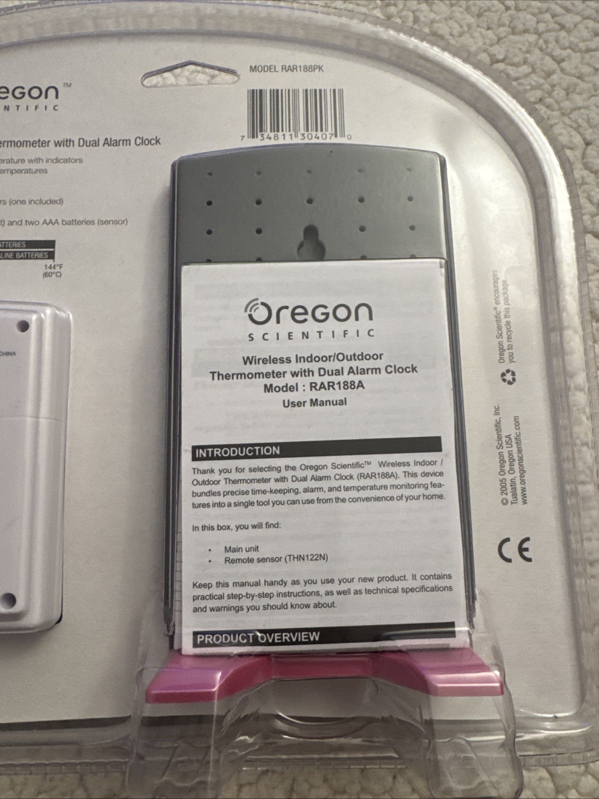 Oregon Scientific Wireless Indoor Outdoor Thermometer Dual Alarm Clock RAR188PK