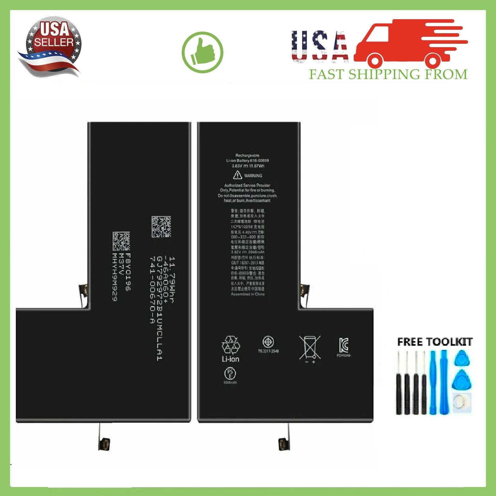 Premium Quality Replacement Internal Battery For iPhone 11/11 Pro Max + Tool LOT