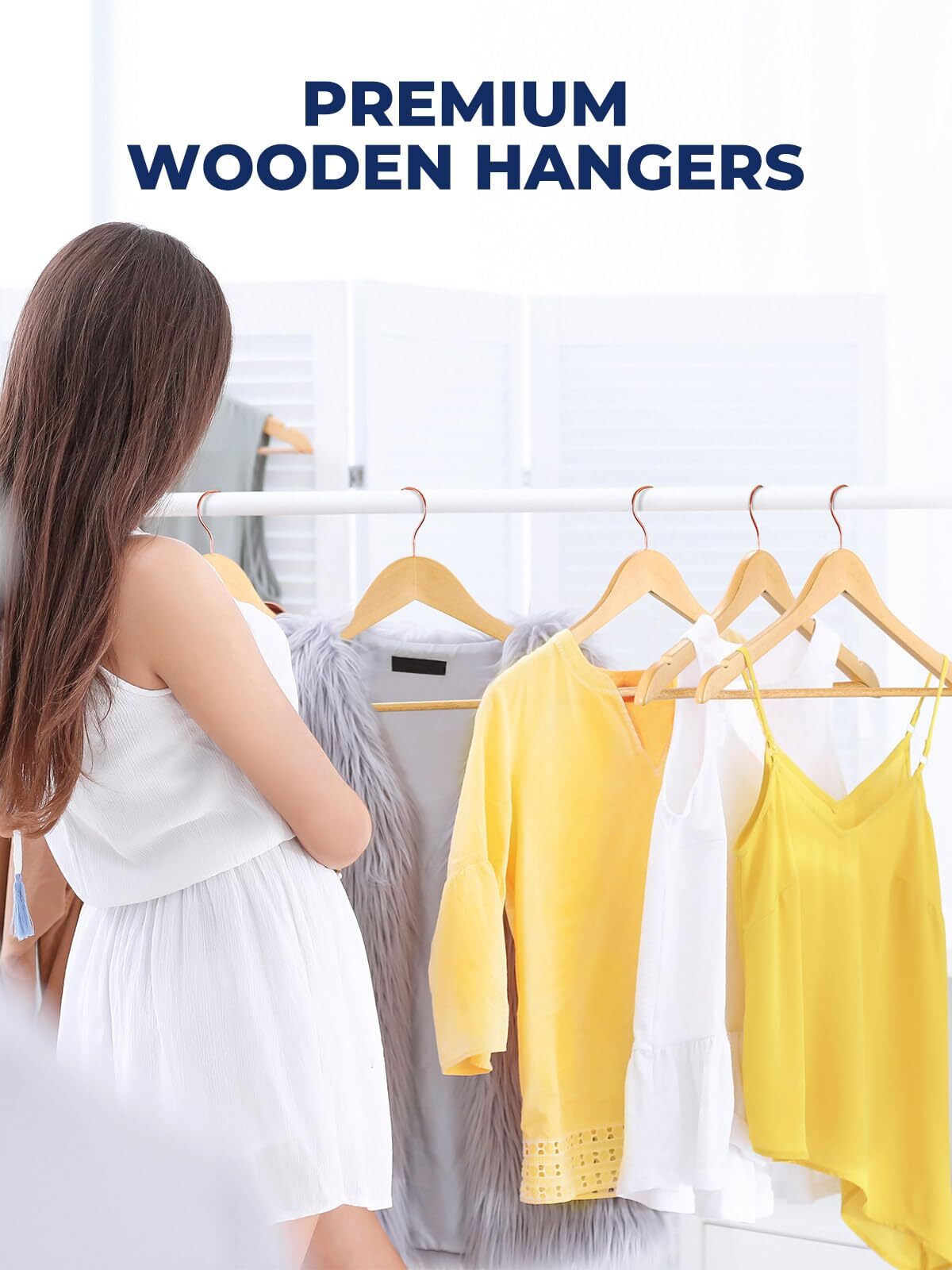 Wooden Hangers 20 Pack Durable Coat Hanger Wood Hangers with Bar Premium Suit...