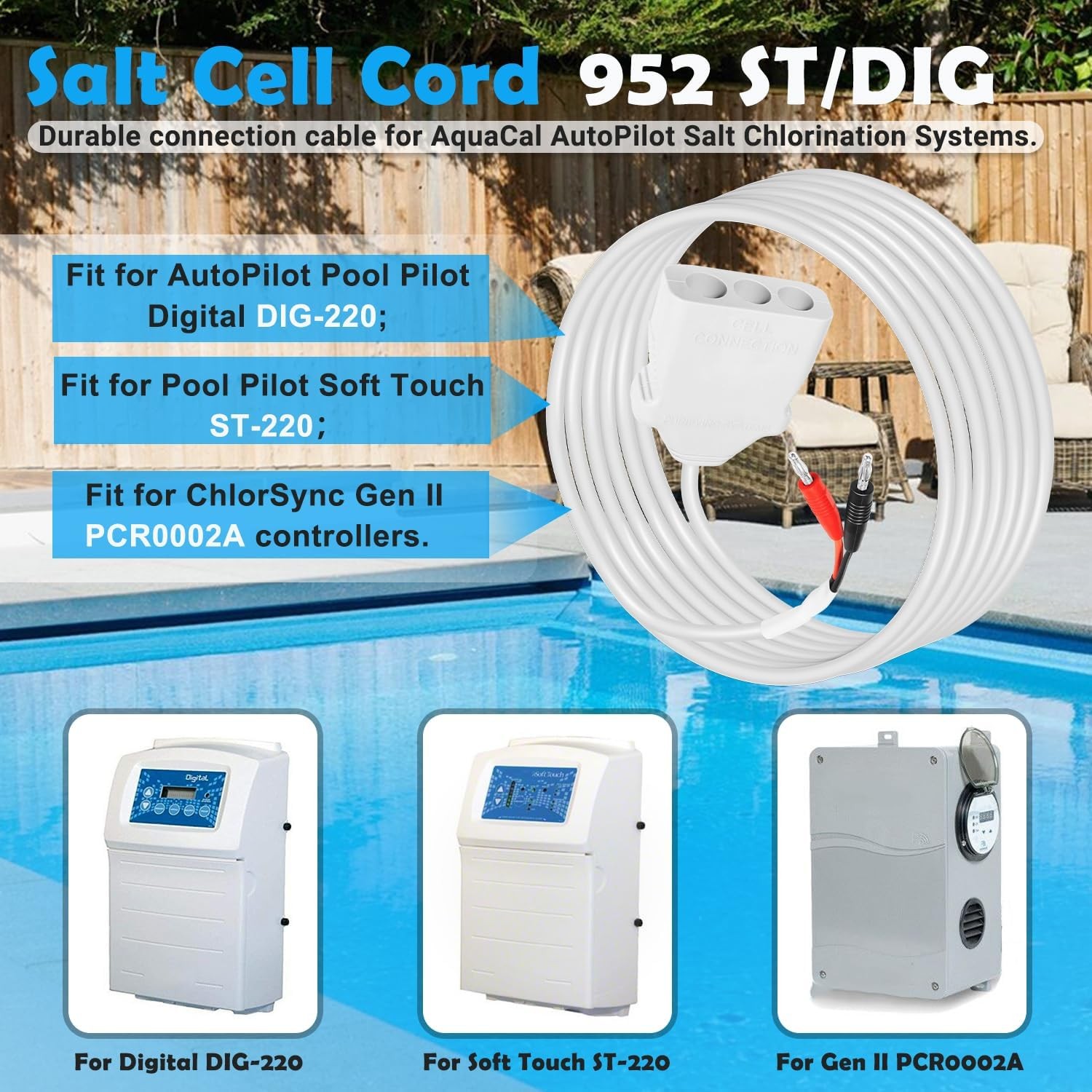 Cell Cord 952 ST/DIG for Autopilot Pool Pilot Digital DIG-220, Soft Touch ST-220