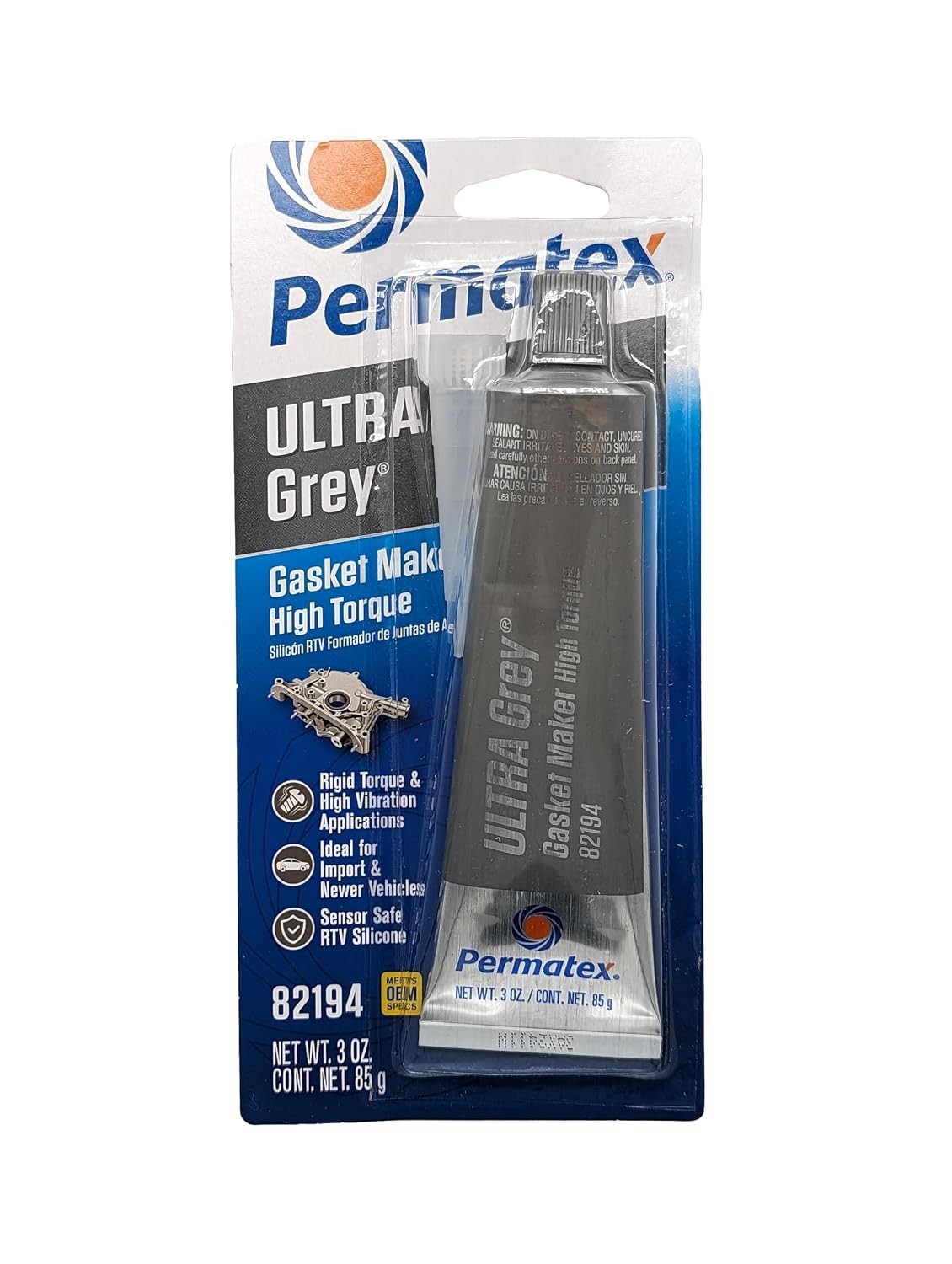 82194 Ultra Grey Rigid High-Torque RTV Silicone Gasket Maker, 3.0 oz.