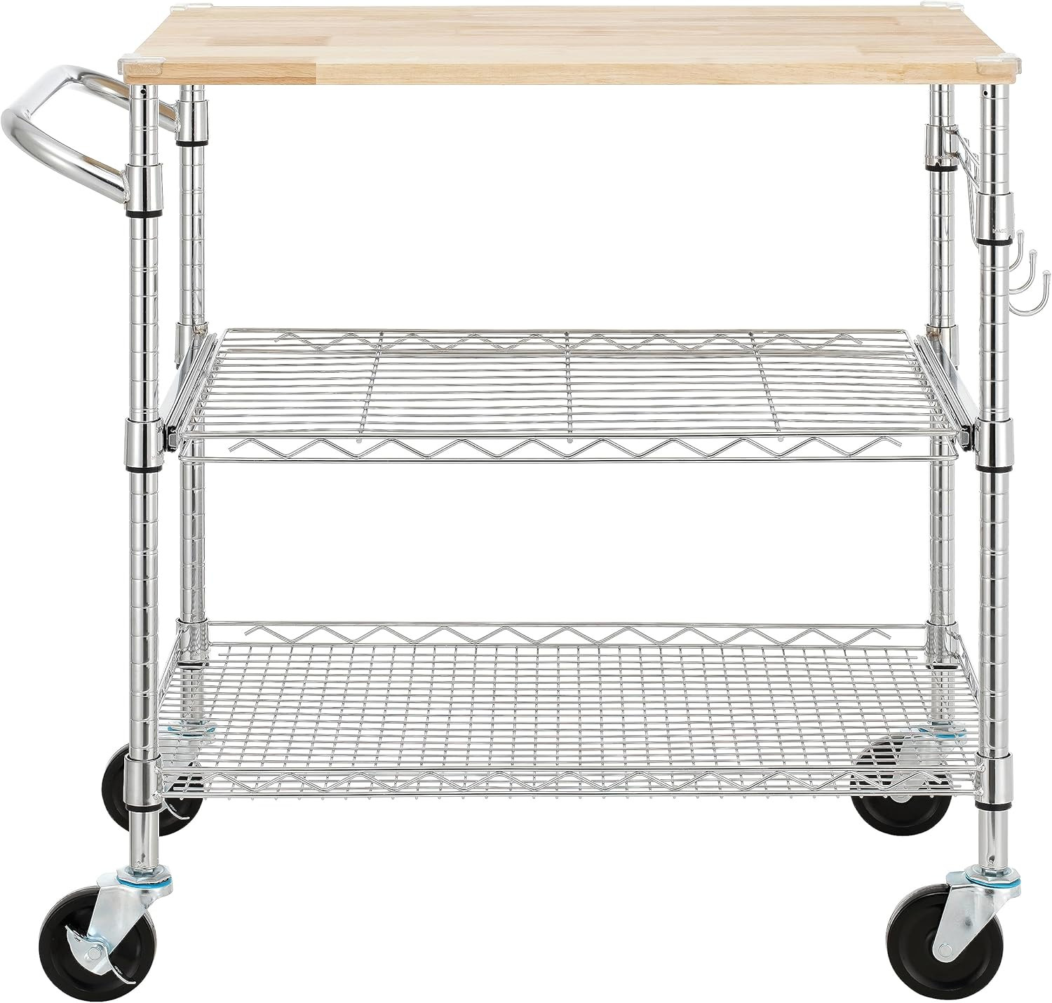 Rolling Kitchen Utility Cart with Storage Shelves, Mobile Microwave Stand on Whe