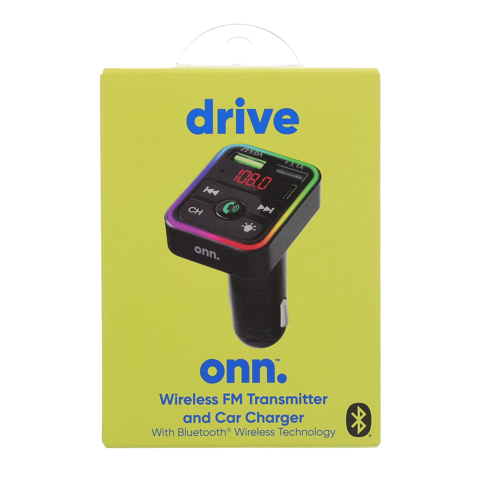 . Bluetooth FM Car Charger with LCD Screen, Type C, Wirelessly Stream Calls