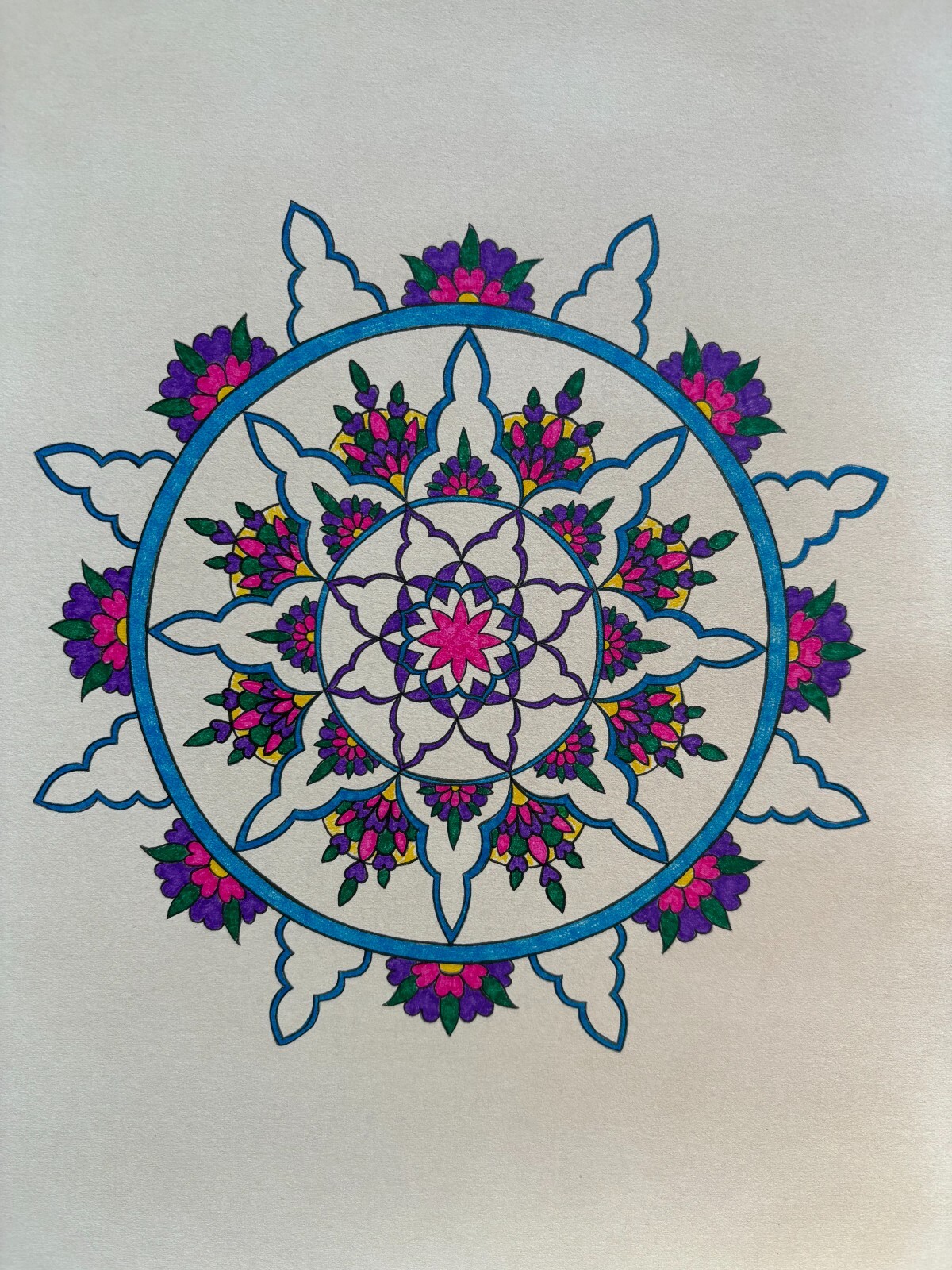 Original Art-Drawing-Circular Pattern-Rosette-Mandala -9" x 12" A4 - Artwork