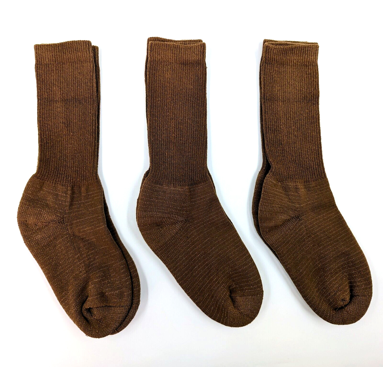 3 Pairs XS Size 7-9 Brown Military Socks Crew Anti-Microbial Cotton Blend USA