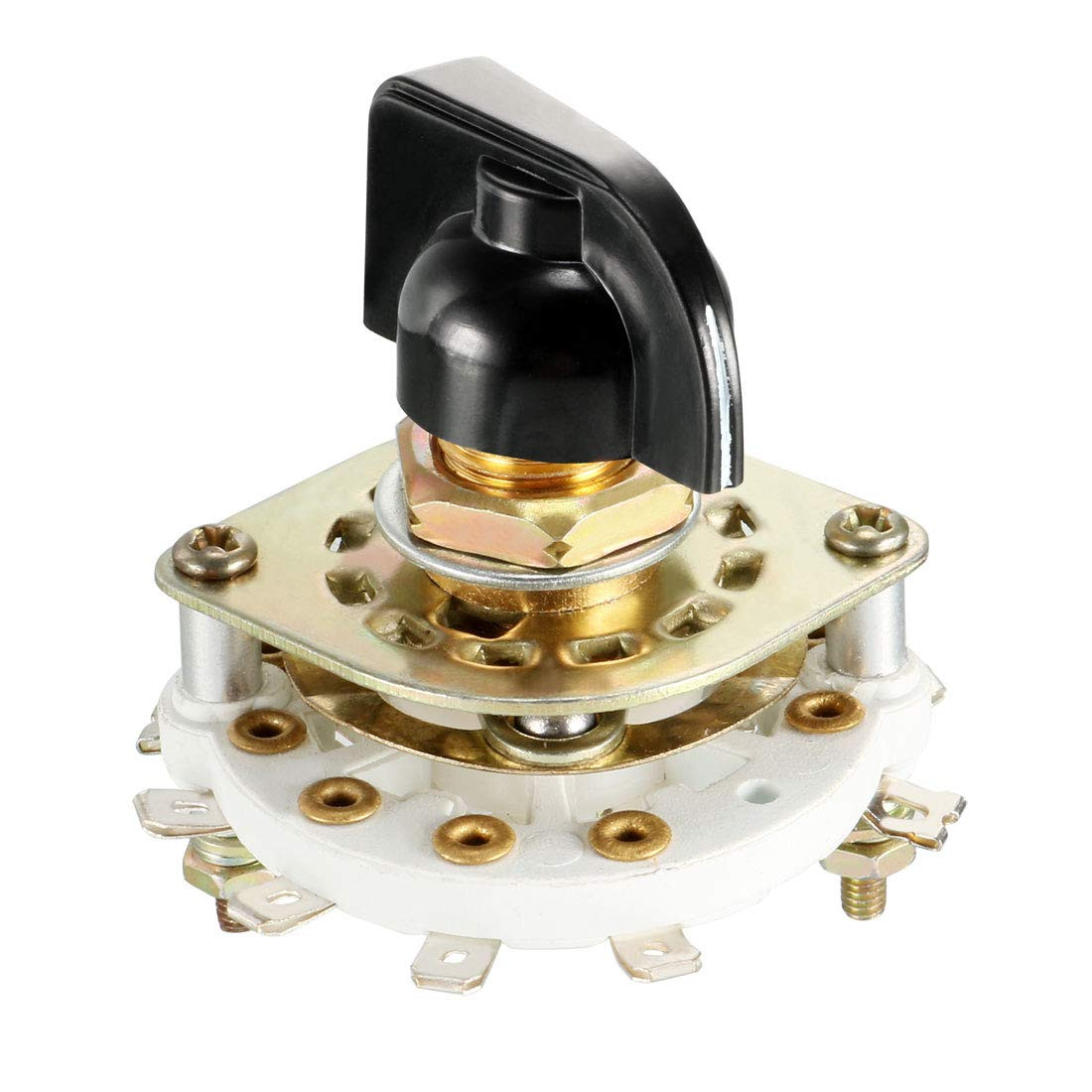 2 Pole 4 Position Rotary Switch Selector with Knob and 1 Deck Configuration