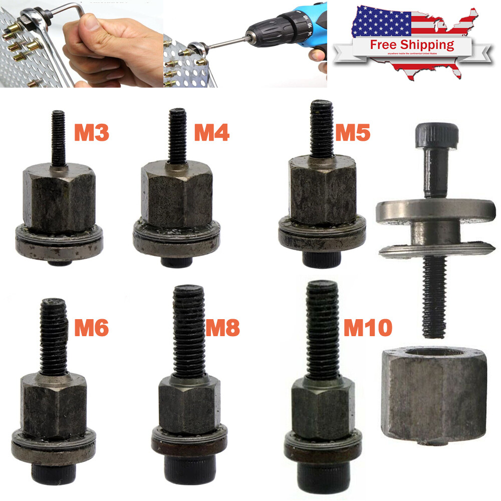 M3-M10 Rivet Nut Gun Head Nuts Easily Assemble Riveter Rivnut Tool Mandrel Kit