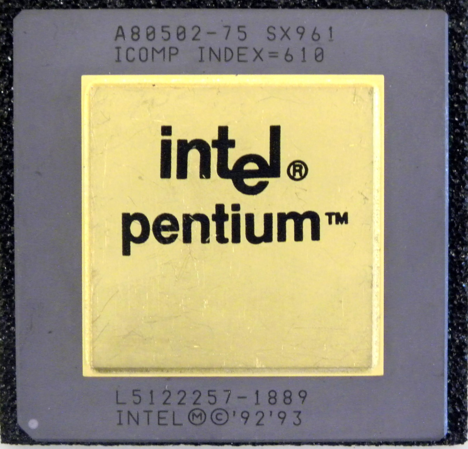 Intel Pentium 75MHz CPU Processor A80502-75 SX961 Gold Top Ceramic Socket 5/7