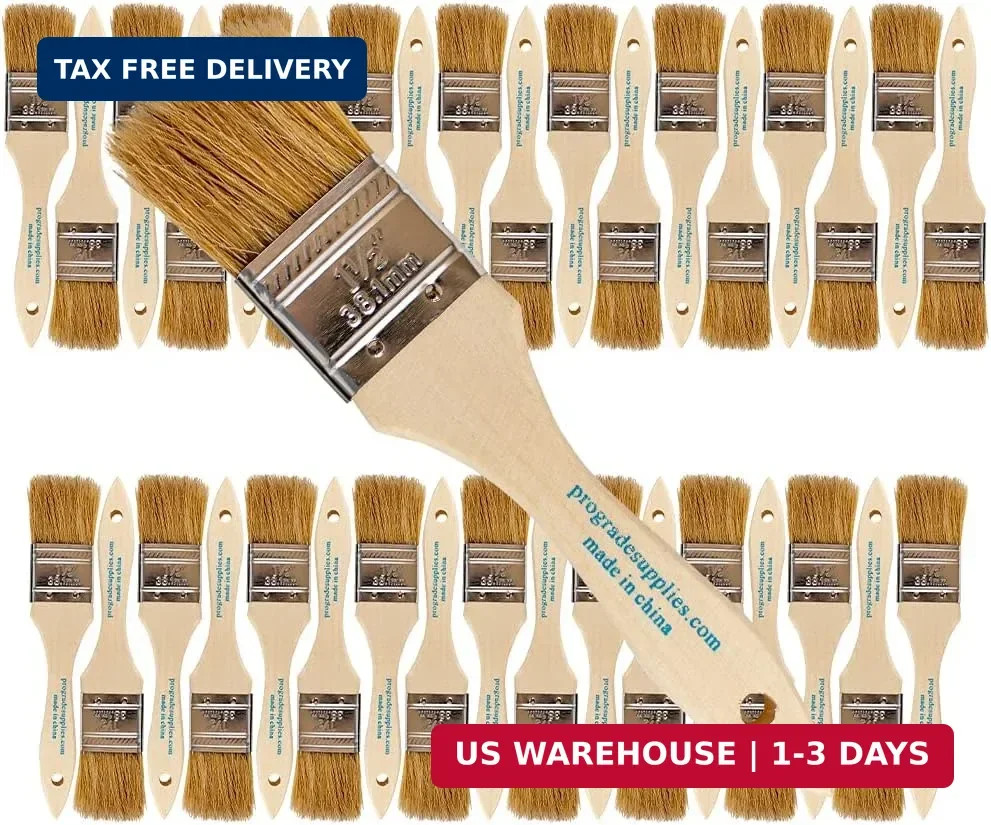 Pro Grade - Chip Paint Brushes - 36 Ea 1.5 Inch Chip Paint Brush Light Brown