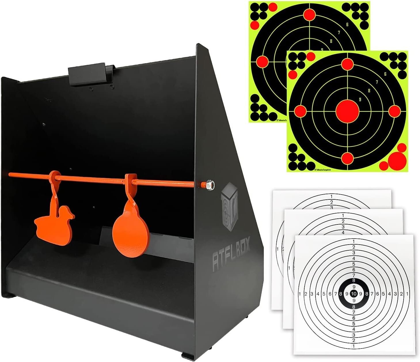 Pellet Trap Target W/ Splatter Bullseye Paper Targets Spinning Shooting Targets