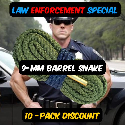 New 9MM Barrel Snake LEO Special Bore Cleaning Pack Of Ten Discount For Pistols