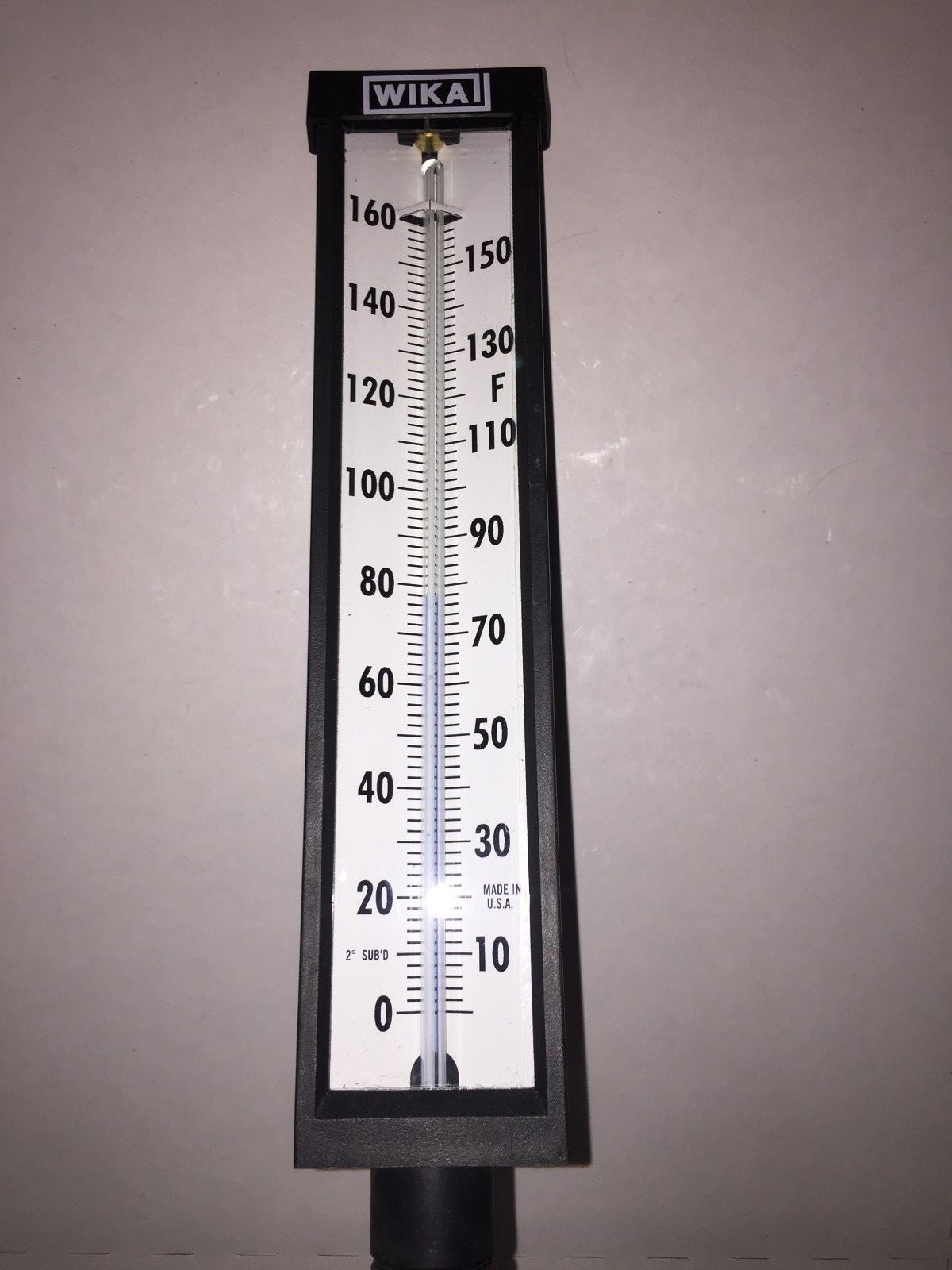 WIKA Adjustable Angle Thermometer 0-160F Blue Fluid 10"