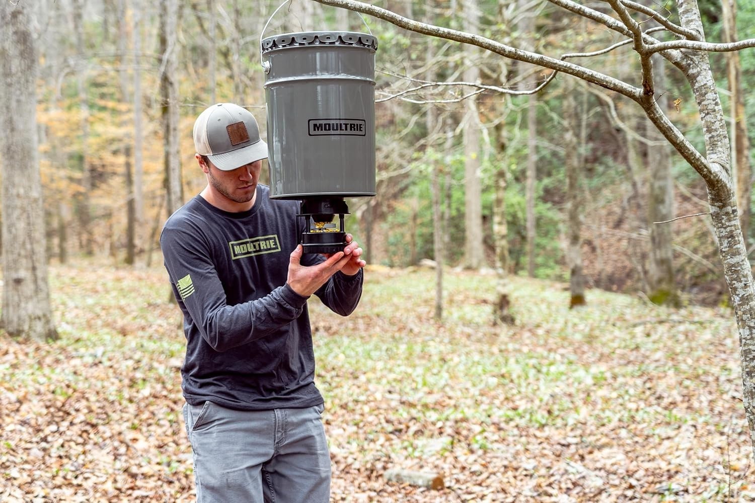 Durable 40 lb Metal Hopper Deer Feeder - Bluetooth Control & Weatherproof Design
