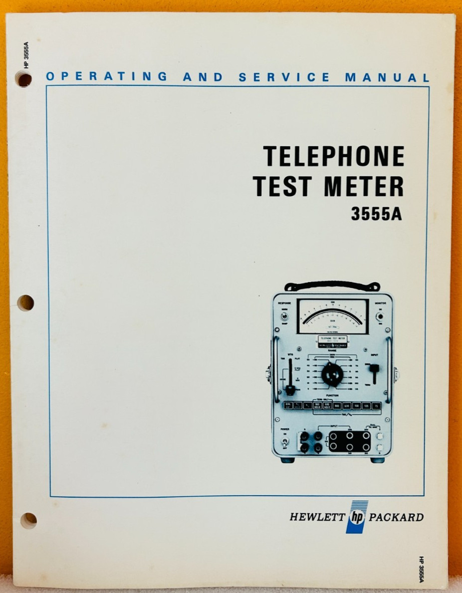 HP 03555-90003 1970 Model 3555A Telephone Test Meter Operating & Service Manual.