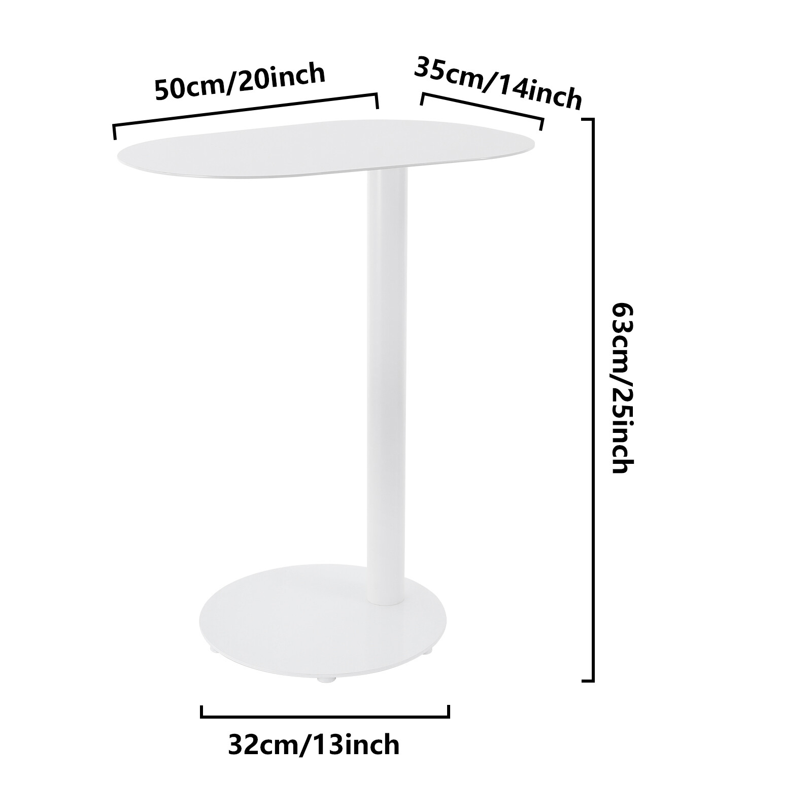 63cm C-shaped Side Table Couch Side Table 7.5kg Iron End Table For Laptop