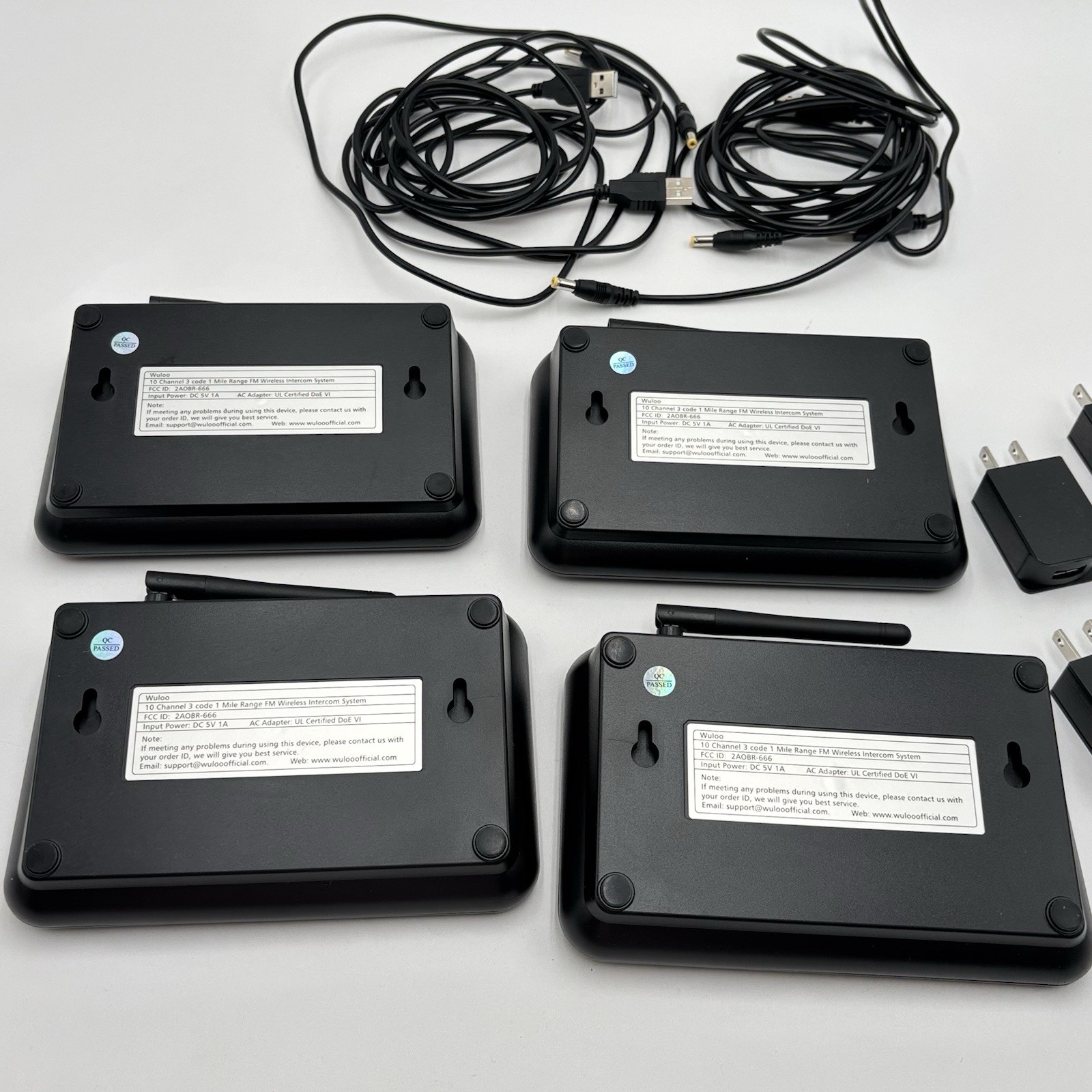 Wuloo Wireless Intercom System for Home 10 Channel 3 Code 1 Mile Range - 4 Sets