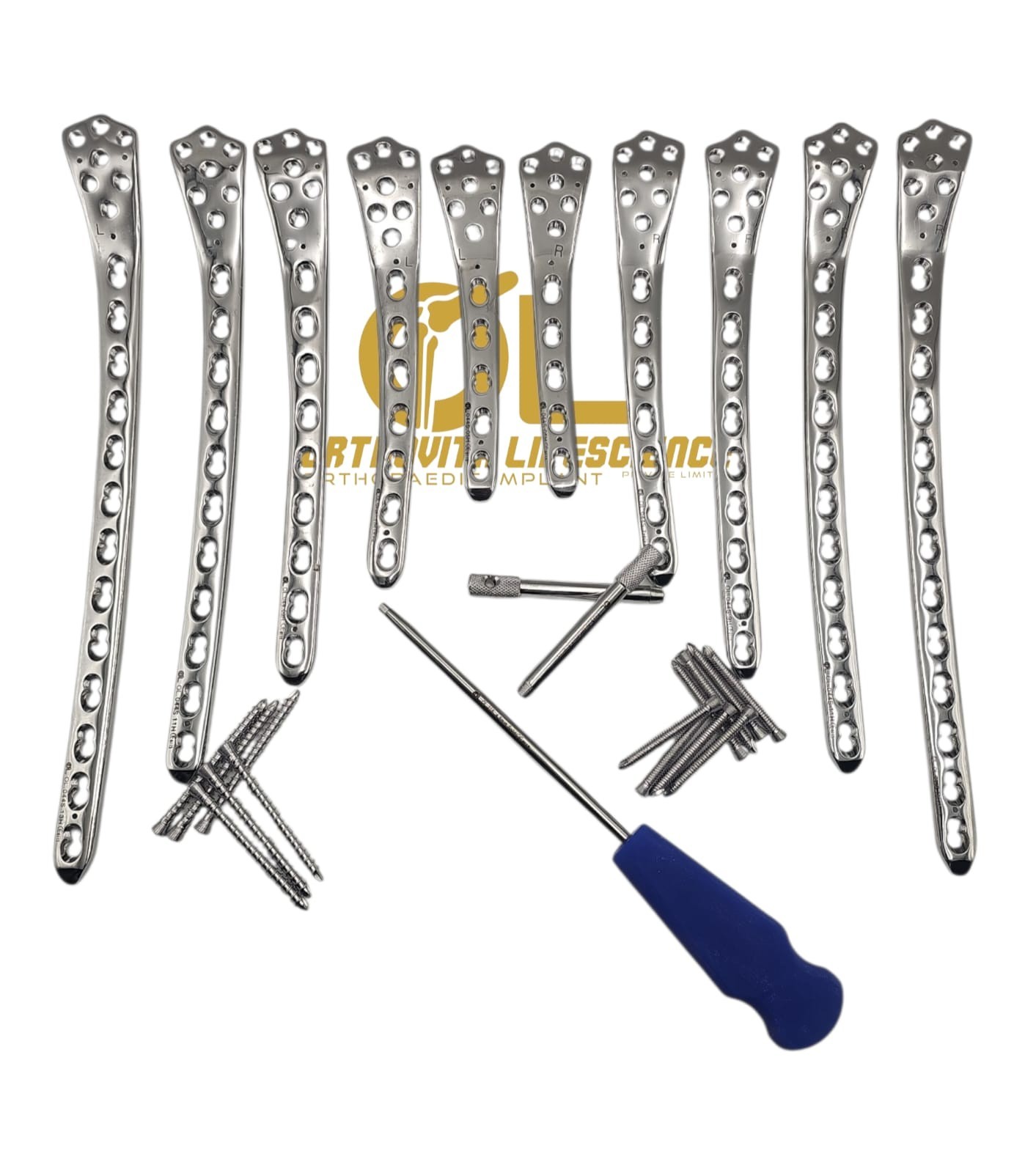 Distal Femur locking Plate 4.5 / 5.0 mm 6,8,10 Holes L & R 10 PCs Set Orthopedic
