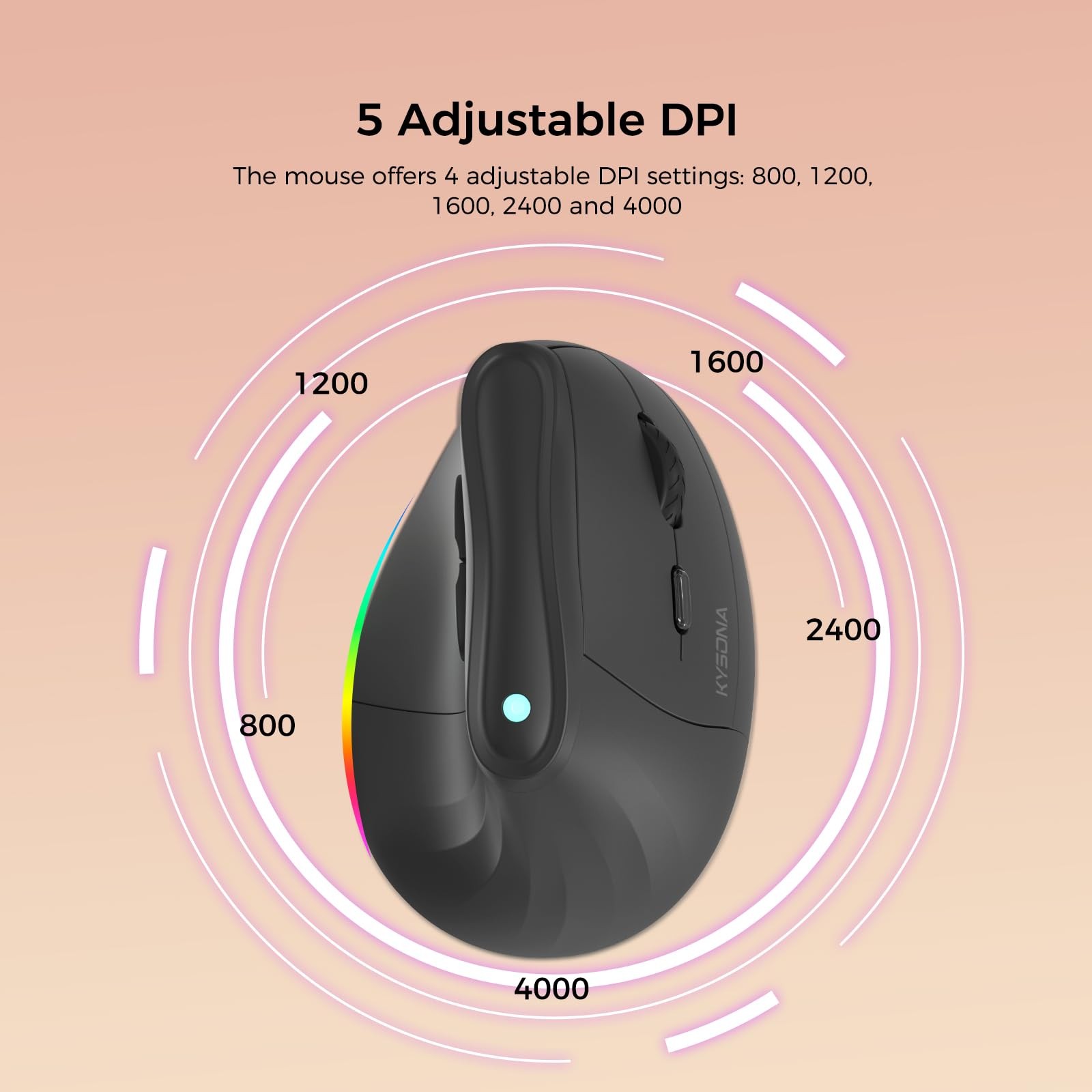 57° Ergonomic Wireless Rechargeable Mouse, Vertical Quiet Ergo Mouse, Bluetoo...