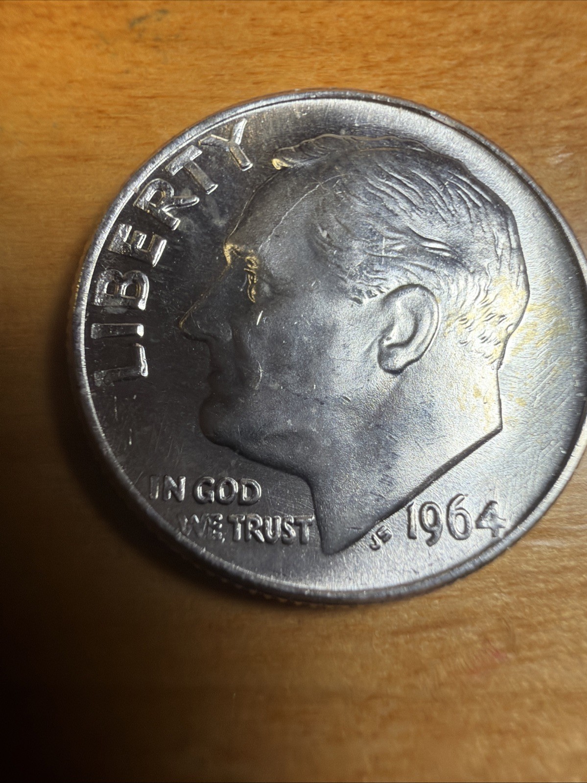 1964 10C Roosevelt Dime BU Die Crack On Forehead - Free Shipping - MP1
