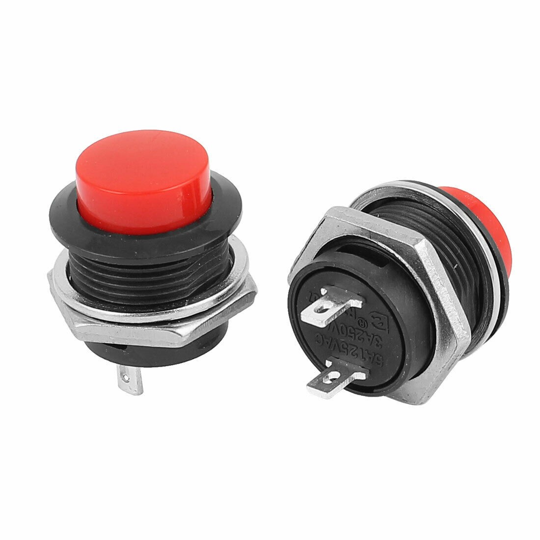 2x Red Momentary/Reset Horn Push Button Switch 5/8" Car/Boat Round DC 12V 5A