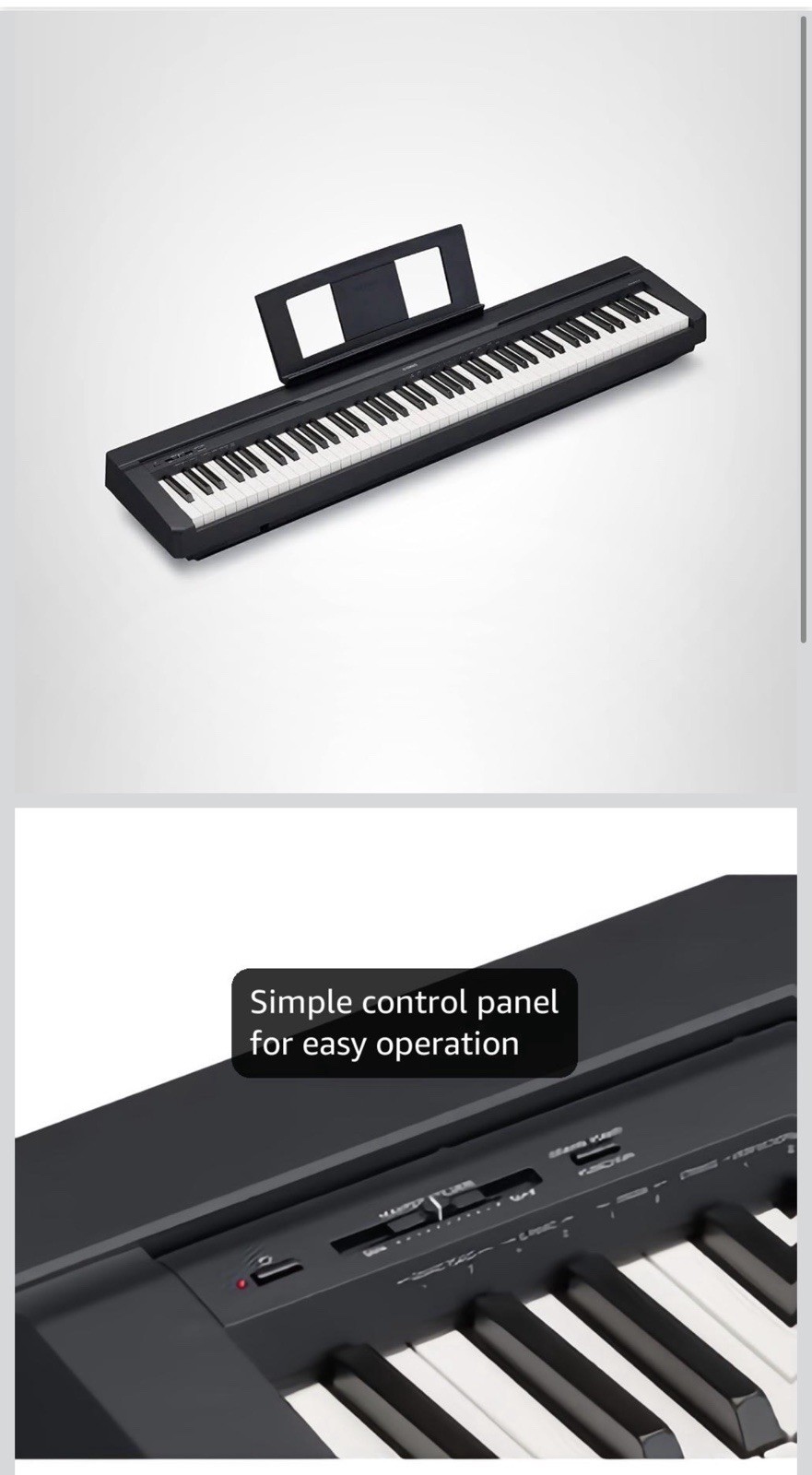 Yamaha P71 88-Key Digital Home Piano Keyboard, Black, black wood stand