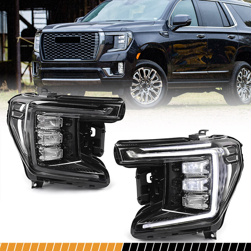 For 2021-2023 GMC Yukon XL SLE SLT Headlight Pair - Full LED DRL Assembly