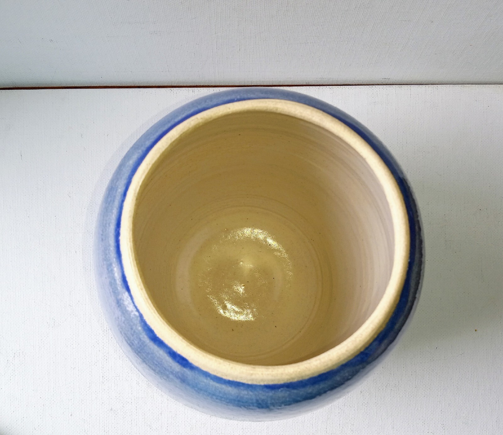 Bowring Ceramics Ginger Jar with lid. Light blue with impressed design.