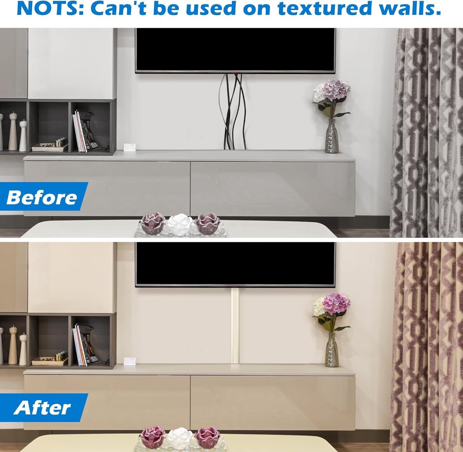 TV Cord Hider - 39in(3xL13in) Covers for Wall Mounted Large, Beige